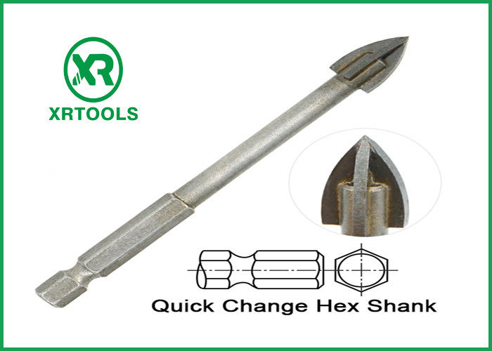 Hex Shank Metric Masonry Drill Bits Cross Carbide Tip For Glass