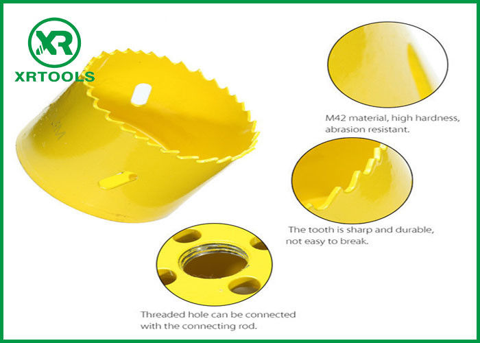 HSS M42 Bi Metal Hole Saw , Yellow Finished Deep Hole Saw For Wood