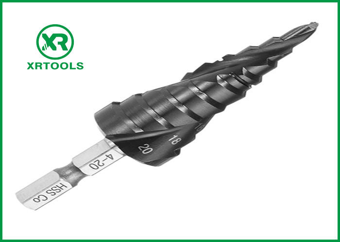 Black Finished HSS Step Drill Bit , Titanium Step Drill Bit For Metal Sheet