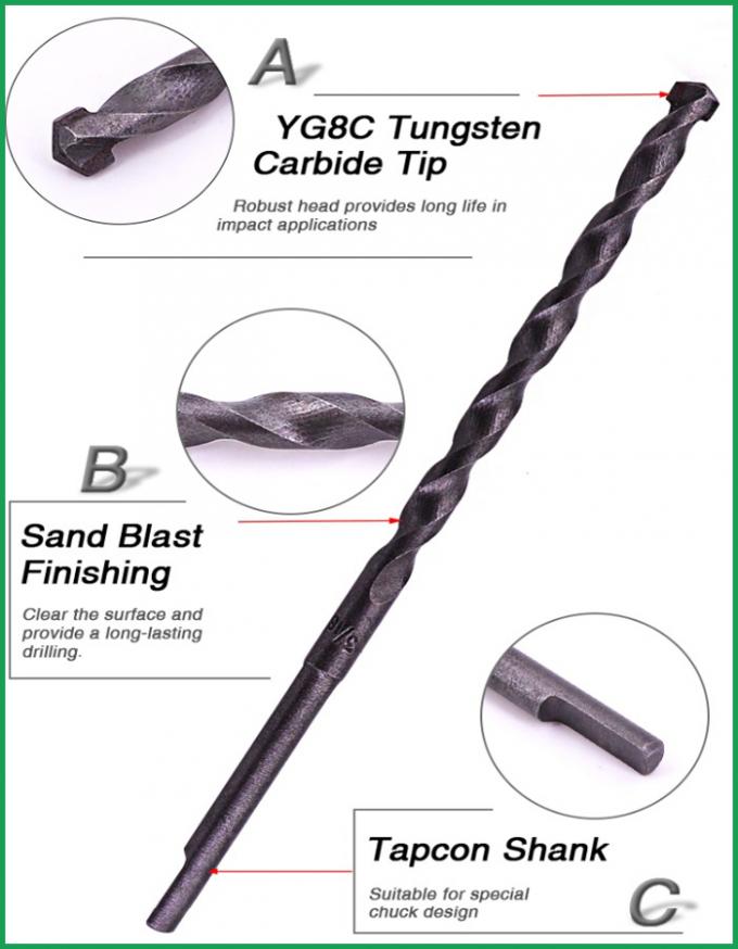 Long Metal Drill Bit For Drilling Pilot Holes , Tapcon Screw Anchor