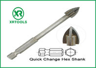 Hex Shank Metric Masonry Drill Bits Cross Carbide Tip For Glass / Ceramic Tile