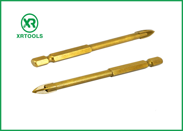 Titanium Coated Glass Metric Masonry Drill Bits Gold Color Welded Process